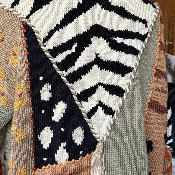 BEREK 1992 vintage hand sewn knitted handmade giraffe knit sweater 90’s Marta D - Picture 7 of 12